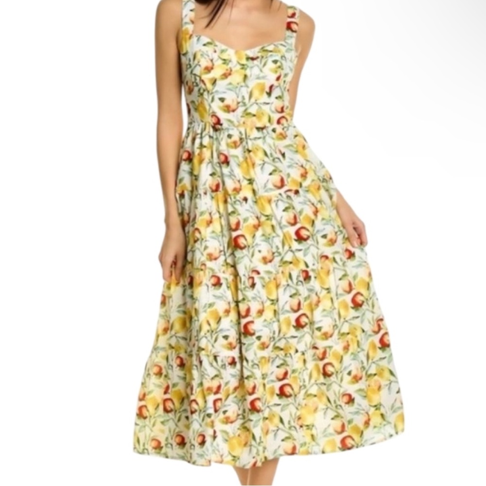 NWT Aqua Bloomingdale’s fruit medley tiered Midi Dress size small